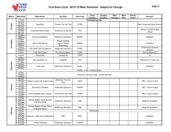 York Swim Club - 2014-15 Meet Schedule