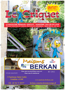N° 2 mai 2014 - Le Criquet de Vendôme, Vallée du Loir