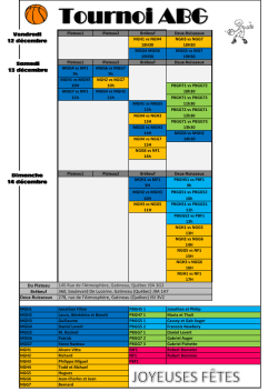 horaire tournoi - Association de basketball de Gatineau