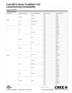 MR16 Series Dimming Compatibility Spec Sheet