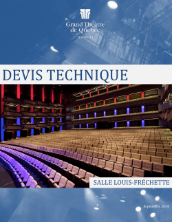 DEVIS TECHNIQUE - Grand Théâtre de Québec