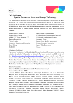 January,2016 Special Section on Advanced Image Technology