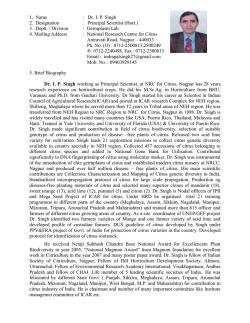 Dr. I.P. Singh - National Research Centre for Citrus