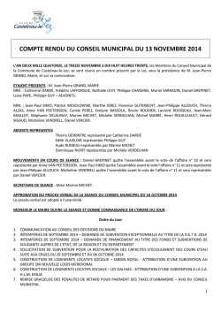 compte rendu du conseil municipal du 13 novembre 2014