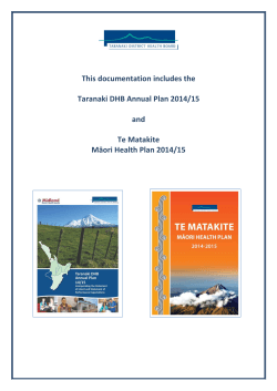 AP and MHP Cover Sheet - Taranaki District Health Board
