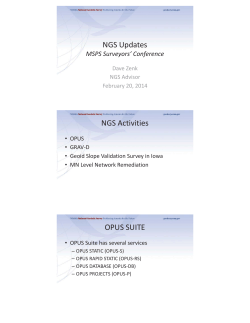 NGS Updates NGS Activities OPUS SUITE
