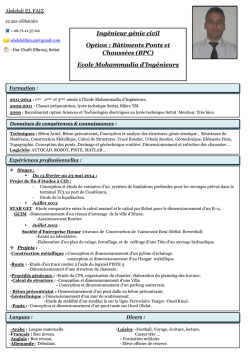 Ing&eacute;nieur g&eacute;nie civil Option : B&acirc;timents Ponts et Chauss&eacute;es (BPC
