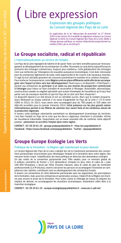 Lettre n°67. Libre expression - Conseil Régional des Pays de la Loire