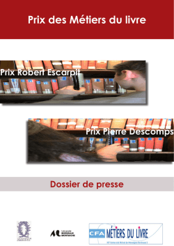 Dossier de presse - P&ocirc;le des m&eacute;tiers du livre