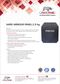 Hard Armour Panel 2.9 kg - Ballistic Protection Manufacturers