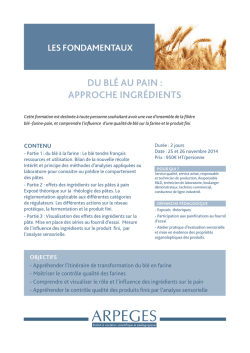du bl&eacute; au pain - ARPEGES - Institut &agrave; vocation scientifique et