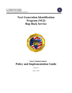 (NGI) Rap Back Service Policy and Implementation Guide