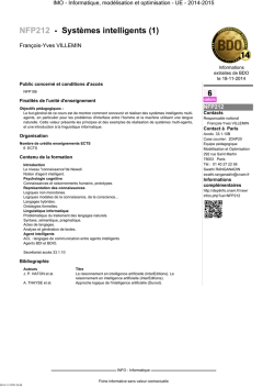 NFP212 - Systèmes intelligents (1)