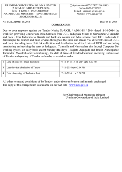 Due to poor response against our Tender Notice No-UCIL / ADMI-18