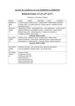 Semaine de remédiation du lundi 25/08/2014 au 29/08/2014