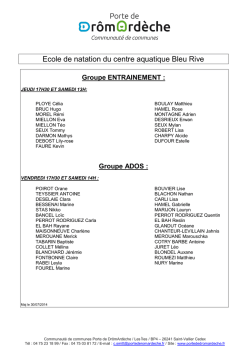 Ecole de natation du centre aquatique Bleu Rive