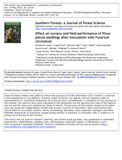 Southern Forests: a Journal of Forest Science Effect on nursery and