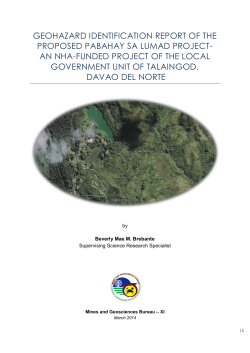 geohazard identification report of the proposed pabahay sa lumad