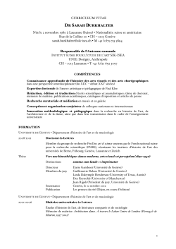 Dr Sarah Burkhalter _ CV _ octobre 2014 - SIK