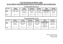 NUST BUSINESS SCHOOL (NBS) DATE SHEET FOR MID