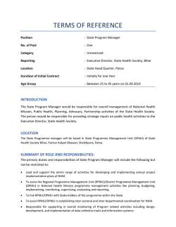 Terms of Reference for the post of SPM.