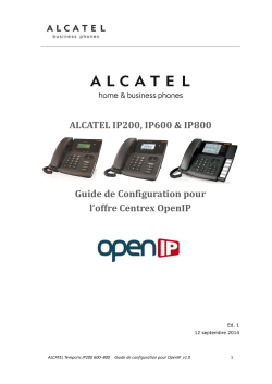 Configuration Alcatel, IP200, IP600, IP800