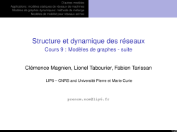 Structure et dynamique des réseaux - Cours 9 : Modèles de