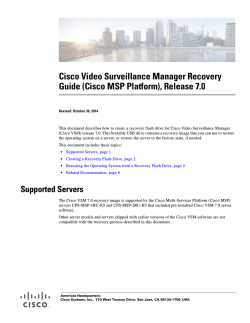 Cisco Video Surveillance Manager Recovery Guide (Cisco MSP