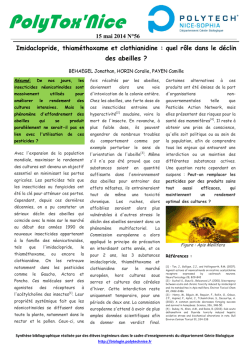 Imidaclopride, thiam&eacute;thoxame et clothianidine : quel r&ocirc;le