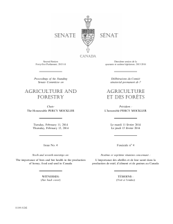 Proceedings of the Standing Senate Committee on Agriculture and