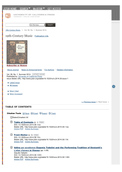 JSTOR: 19th-Century Music, Vol. 38, No. 1, Summer 2014