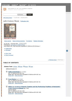 JSTOR: 19th-Century Music, Vol. 38, No. 1, Summer 2014