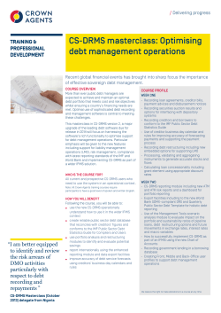 CS-DRMS masterclass: Optimising debt