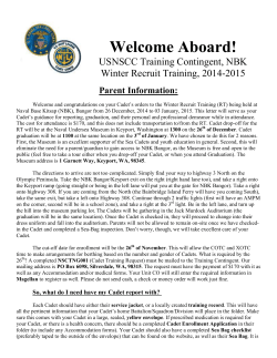 the Welcome Aboard Letter! - USNSCC Training Contingent NBK