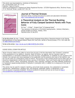 Journal of Thermal Stresses A Theoretical Analysis on the Thermal
