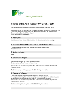Minutes for AGM 2014 - BCS Birmingham Branch