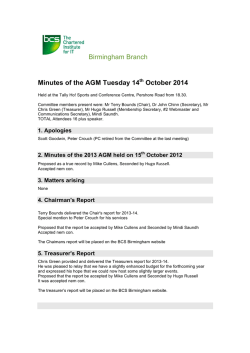 Minutes for AGM 2014 - BCS Birmingham Branch