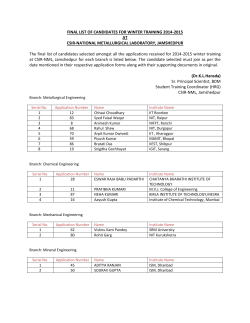 Final List of Candidates for Winter Training 2014-2015
