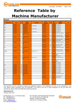 Reference Table by Machine Manufacturer