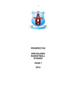 PROSPECTUS SPECIALISED BASKETBALL STUDIES YEAR 7 2015