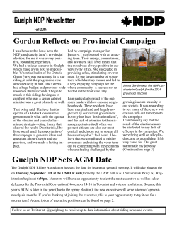 Gordon Reflects on Provincial Campaign - Guelph