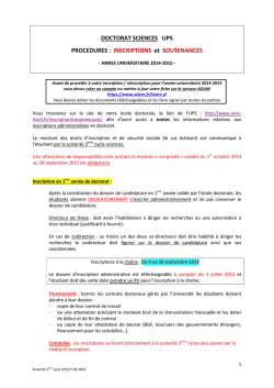 Inscription UPS - Ecole Doctorale SDU2E