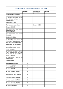 1 Compte rendu du Conseil de Faculté du 16 avril 2014