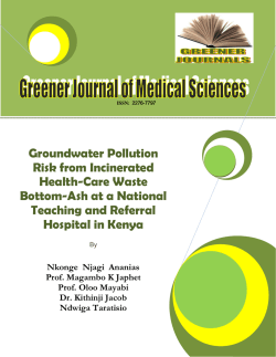 Groundwater Pollution Risk from Incinerated Health