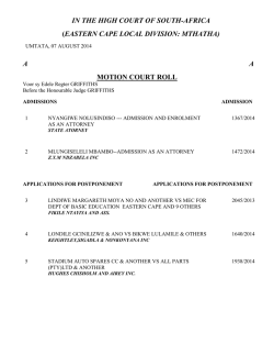 Eastern Cape High Court (Mthatha) - Rolls (4) (7 August 2014)