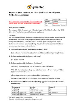 Impact of Shell Shock &ldquo;CVE 2014-6271&rdquo; on NetBackup