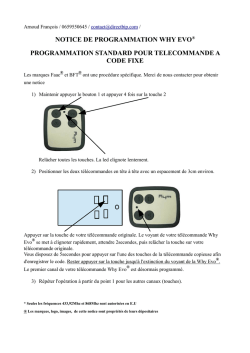 notice de programmation why evo&reg; programmation standard pour
