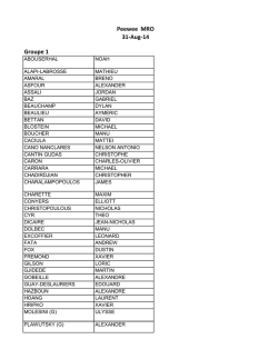 Groupe 1 Peewee MRO 31-Aug-14