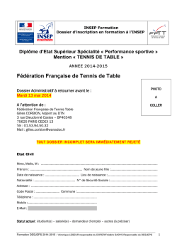 Dossier de candidature 2014-2015