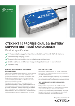 CTEK MXT 14 ProfEssional 24v BaTTEry sUPPorT UniT (BsU) and